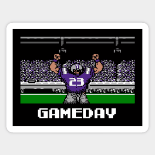 Purple and Gray Football Gameday Retro 8 Bit Linebacker Magnet